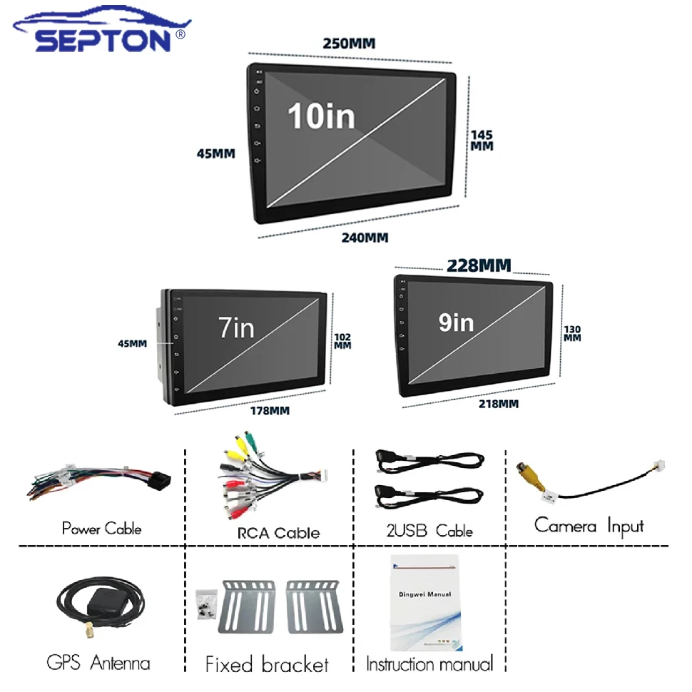 SEPTON 9'' Android Auto 2Din Car Intelligent Systems Radio Multimedia Player Universal Stereo GPS Carplay for Volkswagen Nissan