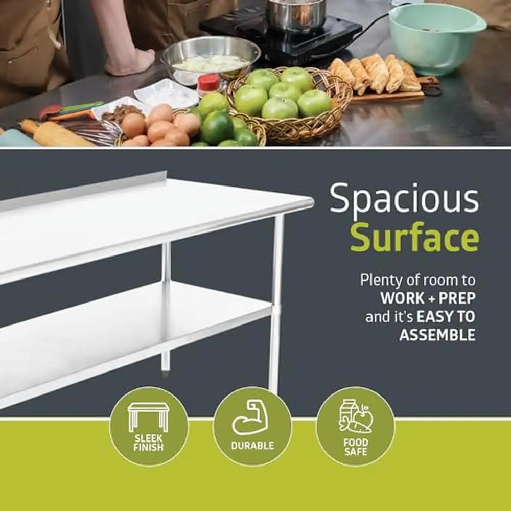 Tavolo da lavoro per la preparazione certificato NSF in acciaio inossidabile cucina per ristorante 72 "x 30" Design professionale resistente e facile da usare calibro 18