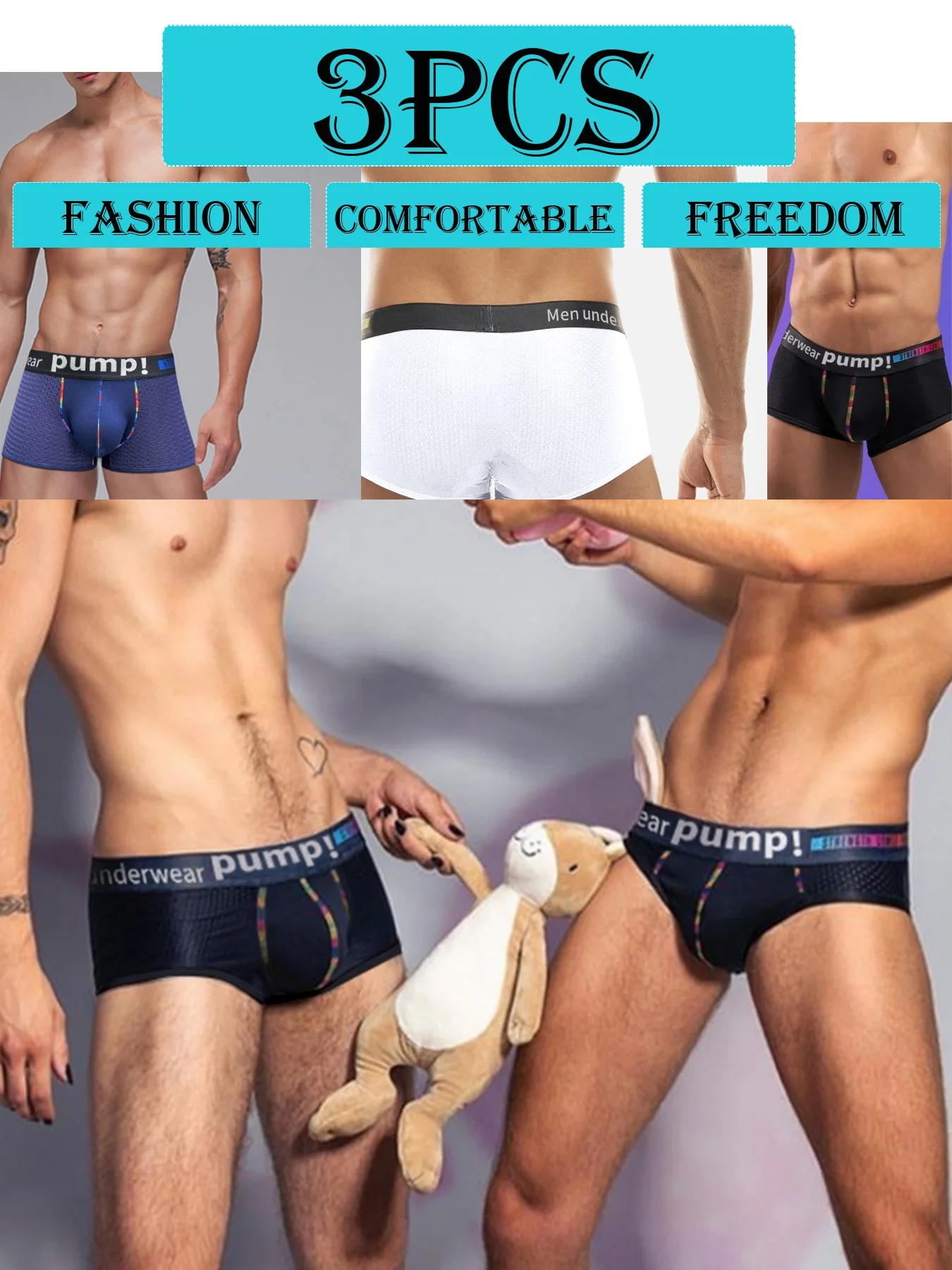 Men's Mesh Athletic Boxer Briefs - Quick-Dry Stretch Fit Gym Underwear Breathable Anti-Ride Up Sportswear