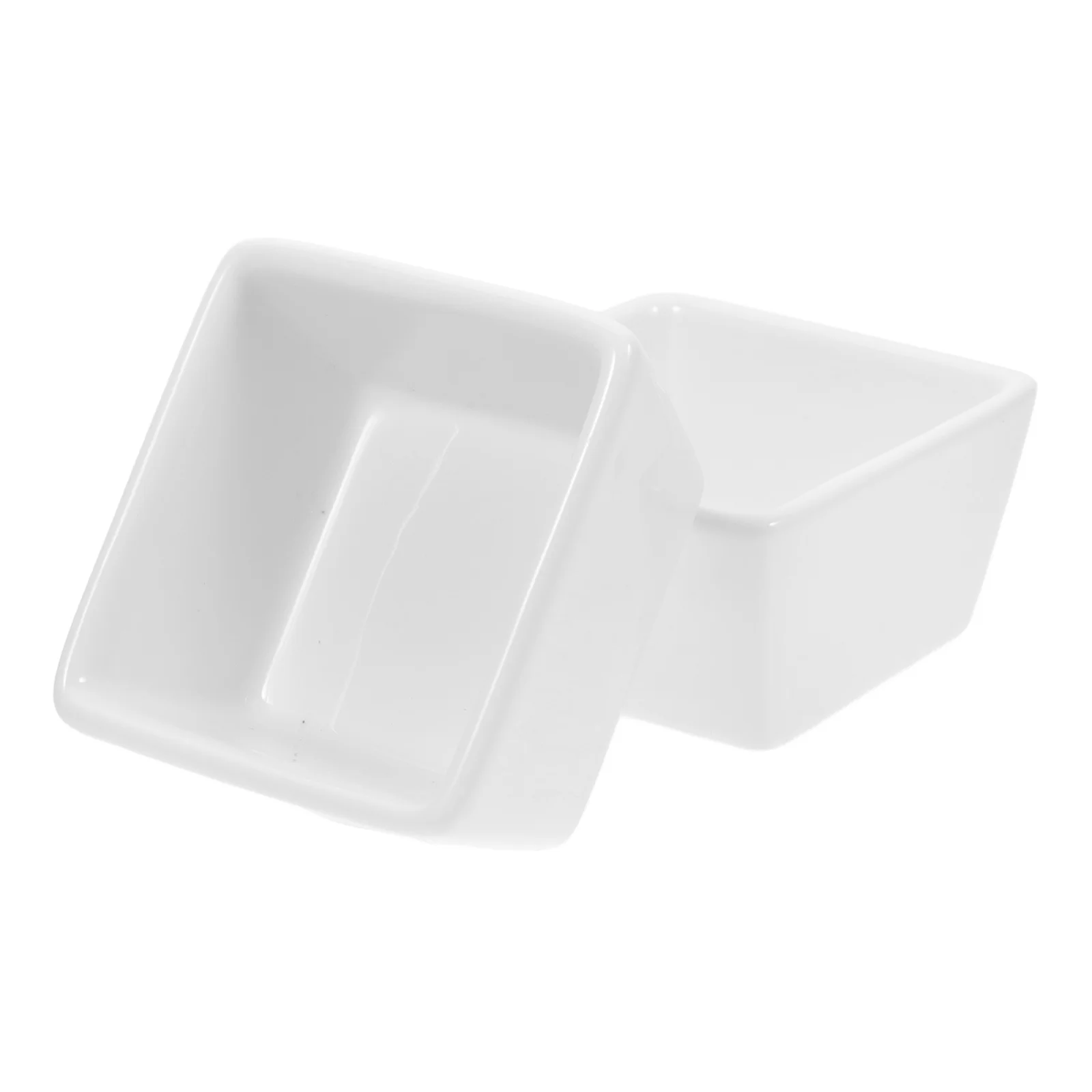

2Pcs Square Candy Storage Holder Ceramic Material Healthy Safer Seasoning Plate Condiment Holder Home Candy Jar