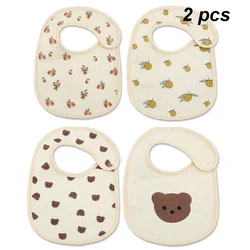 Newborn Baby's Cotton Gauze Bibs, Infant Burp Cloths, Children Feeding Scarf, Saliva Toalha para Crianças, Meninos e Meninas, Moda, 2 pcs