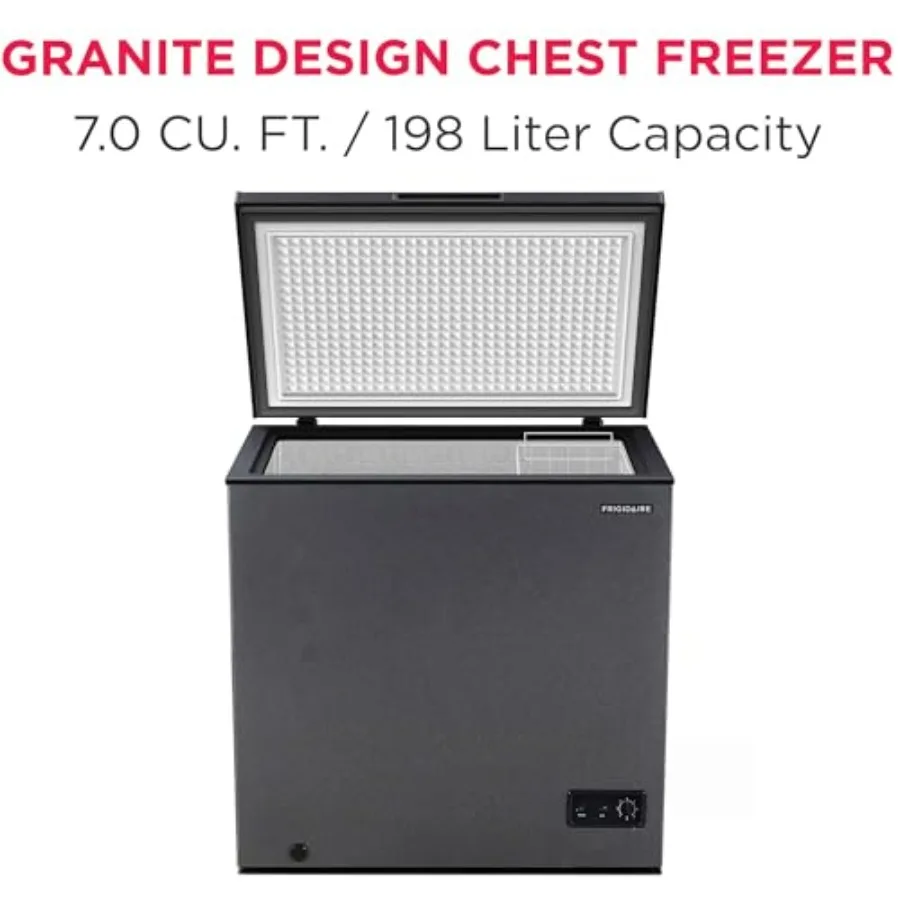 Chest Deep Freezer for home use, steel body, white, 7 Cu. Ft. capacity with rugged design, adjustable thermostat, removable vin