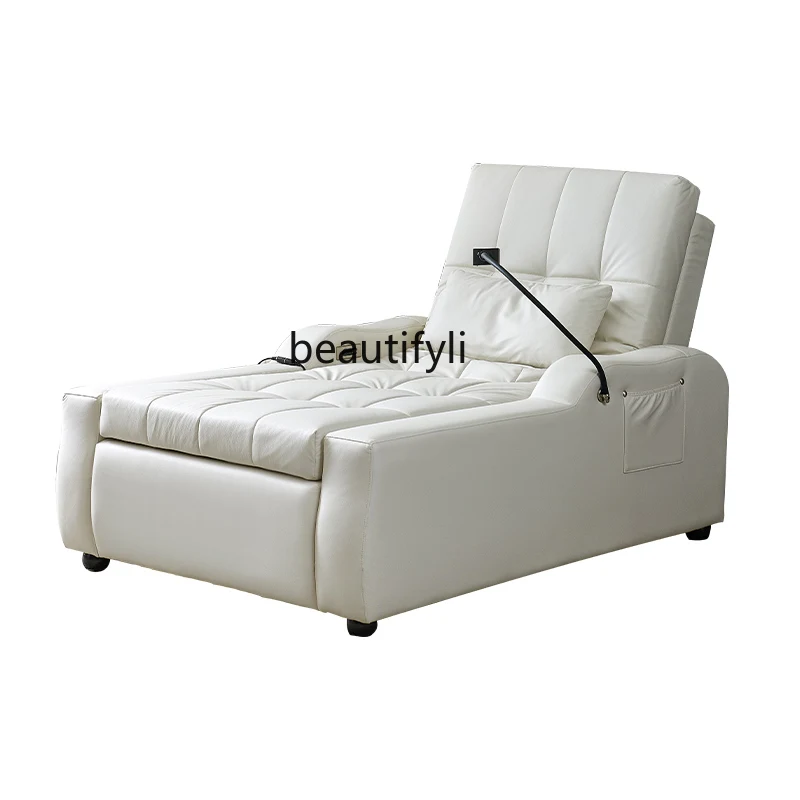 New Faux Leather Multi-Functional Sitting and Sleeping Dual-Use Electric Sofa Bed Wide Office Lunch Break Chaise Longue