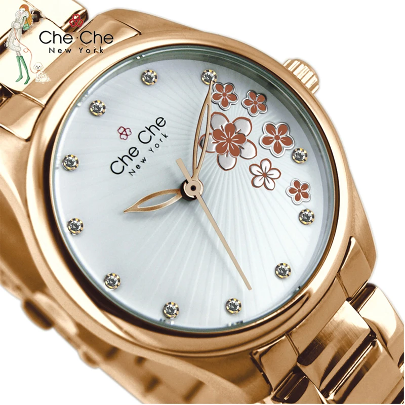 CHE CHE CC032 watch for women elegant small dial cherry blossom women's national style French simple quartz sweet clover table