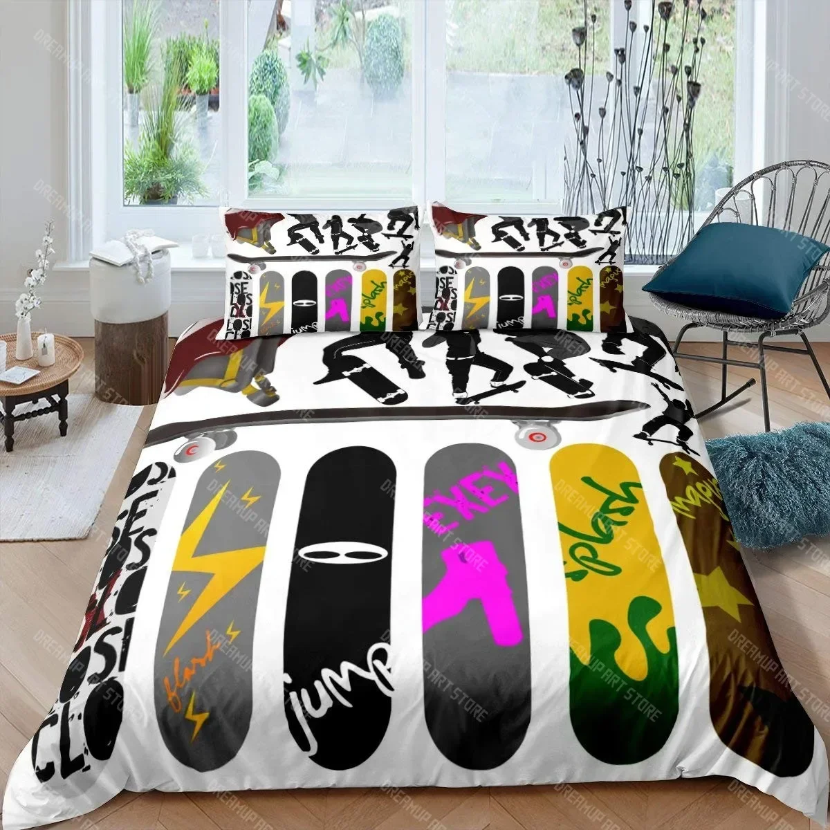 2026 Teens Skateboard Duvet Cover Boys Hipster Graffiti Style Comforter Covers Children Extreme Sports Theme Cool Skate Bedding