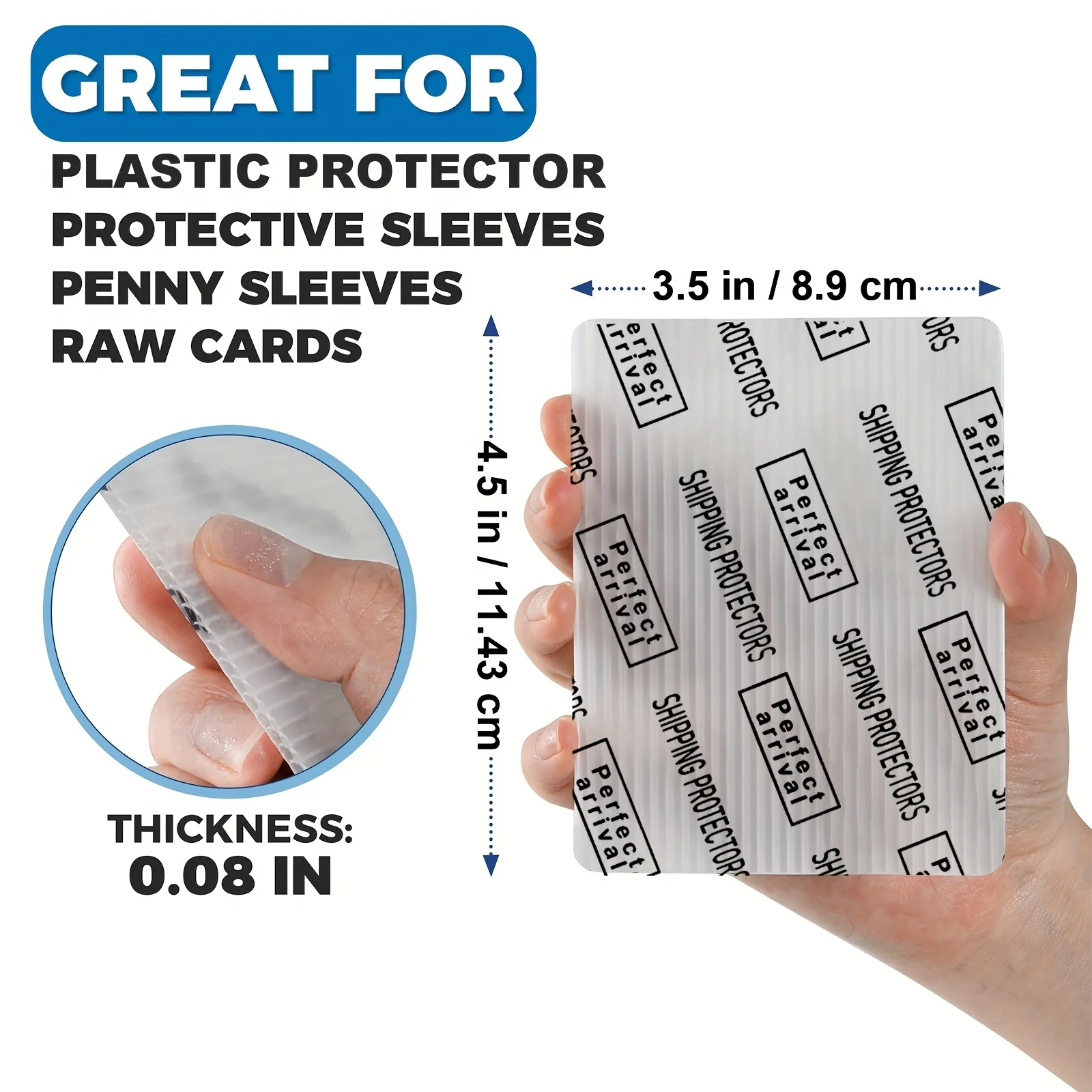 3.5x4.5インチ トレーディングカード用ハードプロテクター プラスチックスリーブ 角丸 半透明 テープ付き スポーツゲームカード用