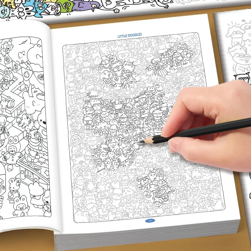 Livre de coloriage et de traçage pour adultes Little Doodles, 32 pages, livre d'activités relaxantes pour le dessin, le traçage et la coloration, pour soulager le stress, livre de graffiti