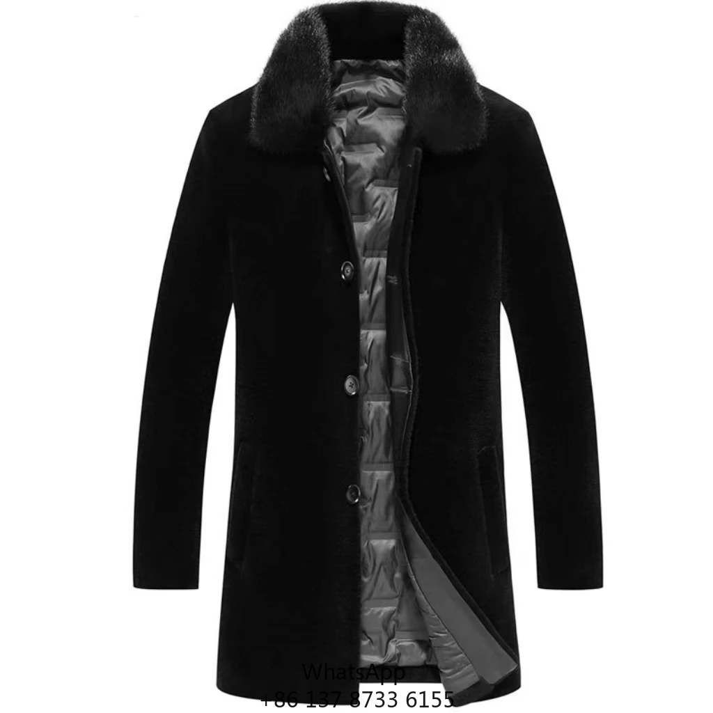 

Wholesale Natural Sheep Fur Coat Custom Winter Warm Long Fur Coat Classic Style Luxury Mens Fur Coats