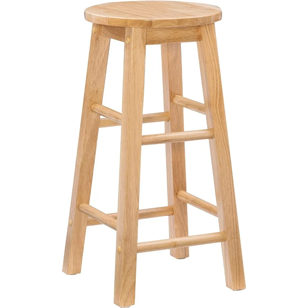 Linon Natural Barstool with Round Seat, 24-Inch