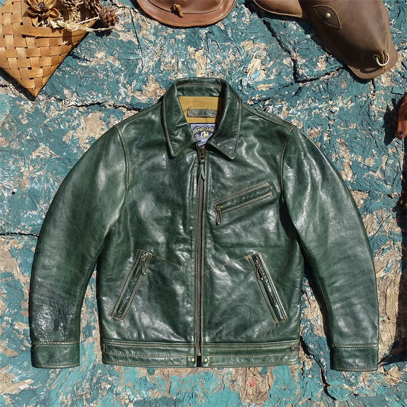 

Muhlenberg Оригинал! Tannery Leather Wax Dyeing No Oil een Young Skin Натуральная кожа Jaet Мужской отложной воротник Sli...