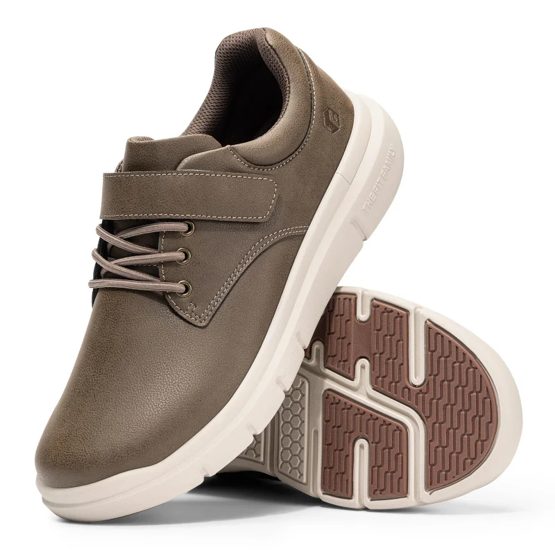 

Мужские кожаные оксфорды FitVille для широкой стопы, обувь для диабетиков, прогулочные кроссовки на липучках, ортопедические кроссовки для отеков и опухших ног