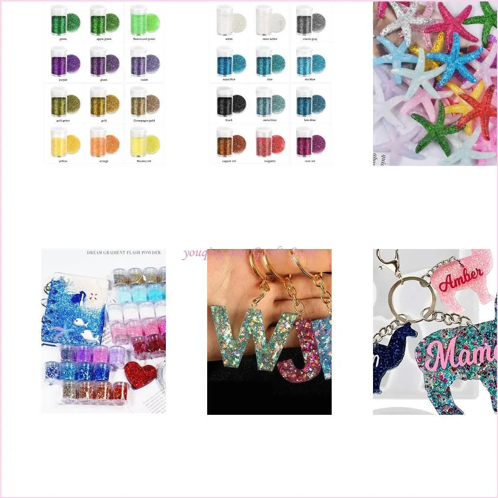 

57QA 32 Colors Art Glitter Resin Craft Emit Glitter Powder Suitable for Face