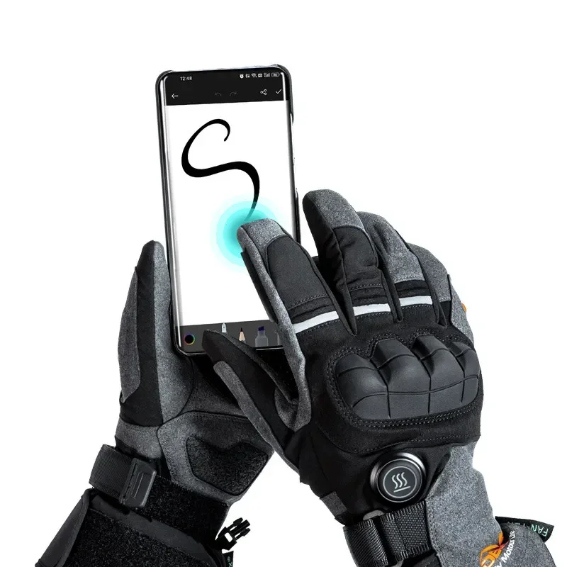 Motorcycle Electric Leather Heated Gloves Men's USB Charging Gloves Winter Waterproof Touch Screen Camping Heated Gloves
