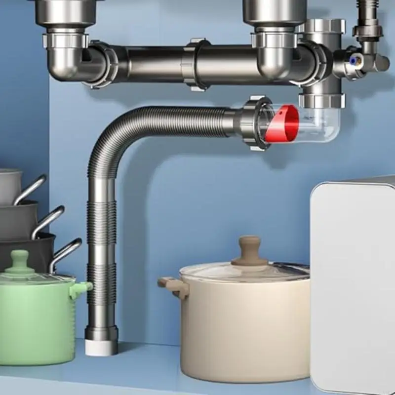 Sink Drain Backflow Preventer Fast Connection Curved Tube Plastic Wash Basins Drainage Pipe Easy to Install