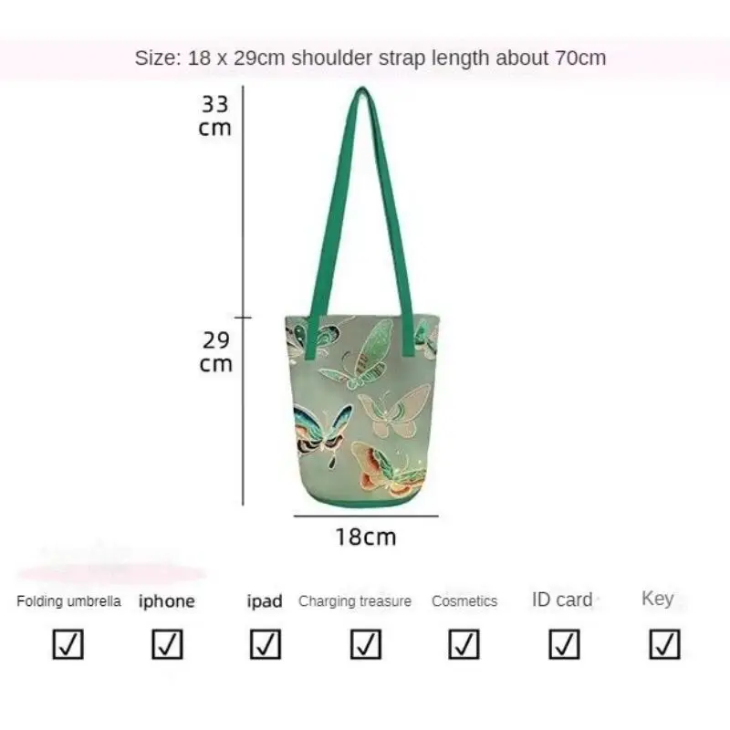 Butterfly Flower Tote Bags for Women 2024 Luxury Handbags Large Capacity Waterproof Nylon Bucket Bag Female Casual Shoulder Bag