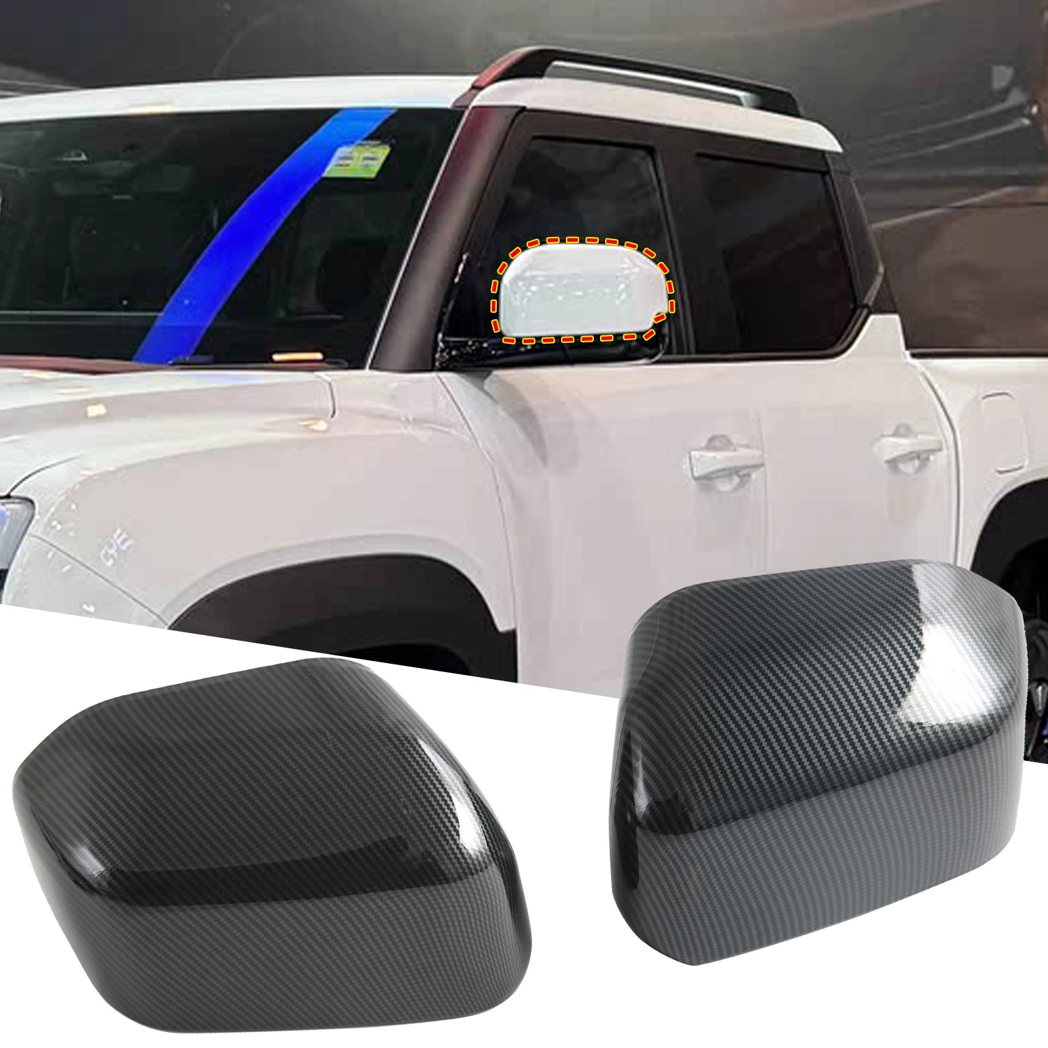 

Для BYD Shark 6 2024 2025 ABS LHD наружное зеркало автомобиля пластиковые корпуса боковых зеркал из углеродного волокна самоклеящиеся