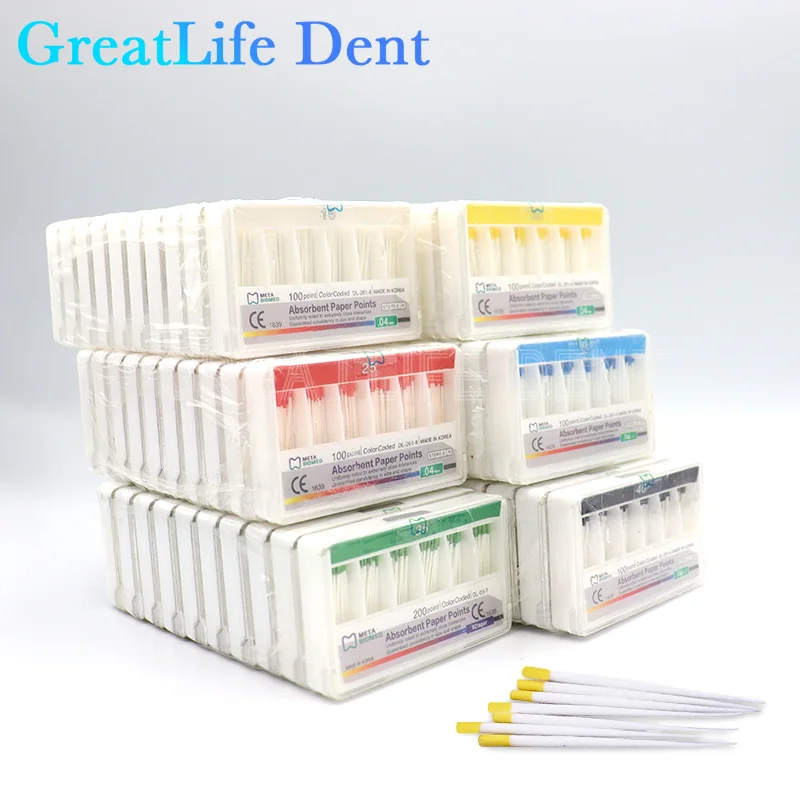 GreatLife Dent 10packs/lot Tips Taper 0.2/0.4/0.6 Size 15/20/25/30/35/40 Dental Root Endodontics Moisture Absorbent Paper Points