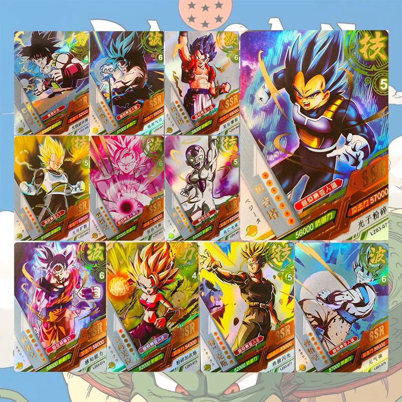 Tarjetas Coleccionables de Anime Japonés Dragon Ball SSR: Vegeta IV, Son Goku, Piccolo, Frieza, Caulifla, Trunks, Vegetto, Burdock, Gogeta