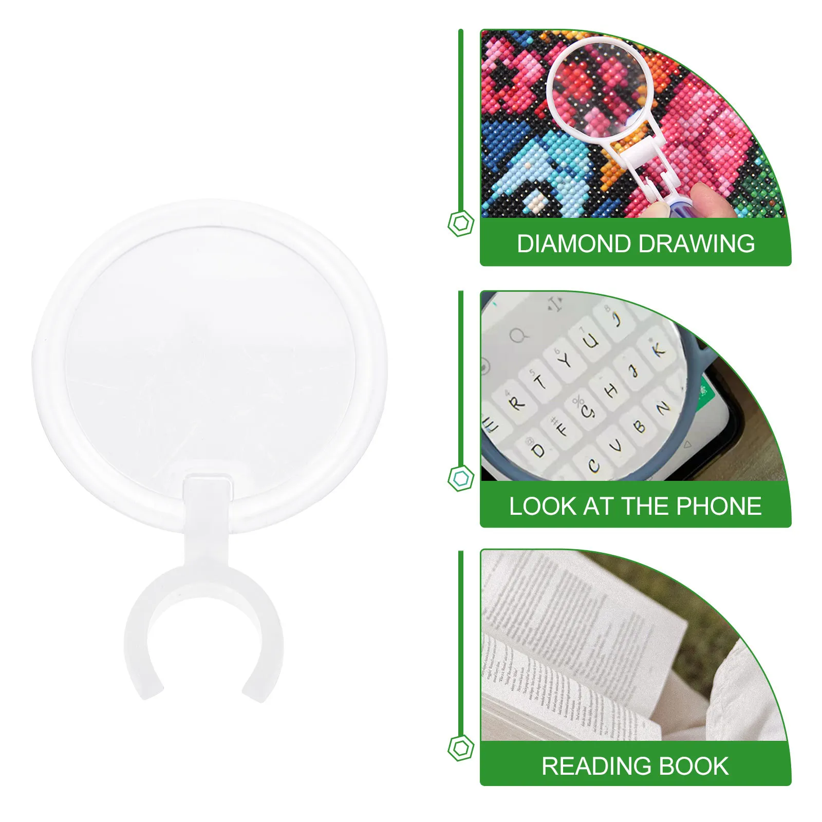

5Pcs Diamond Art Penholder Magnifier Acrylic Integrated Drill Pen Support Clip High Definition Lens for Rhinestone Embroidery