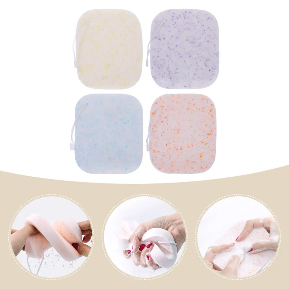 4 個のフェイシャルスポンジポータブル洗顔スポンジ女性のための角質除去クレンジングツール敏感肌再利用可能なメイク落とし