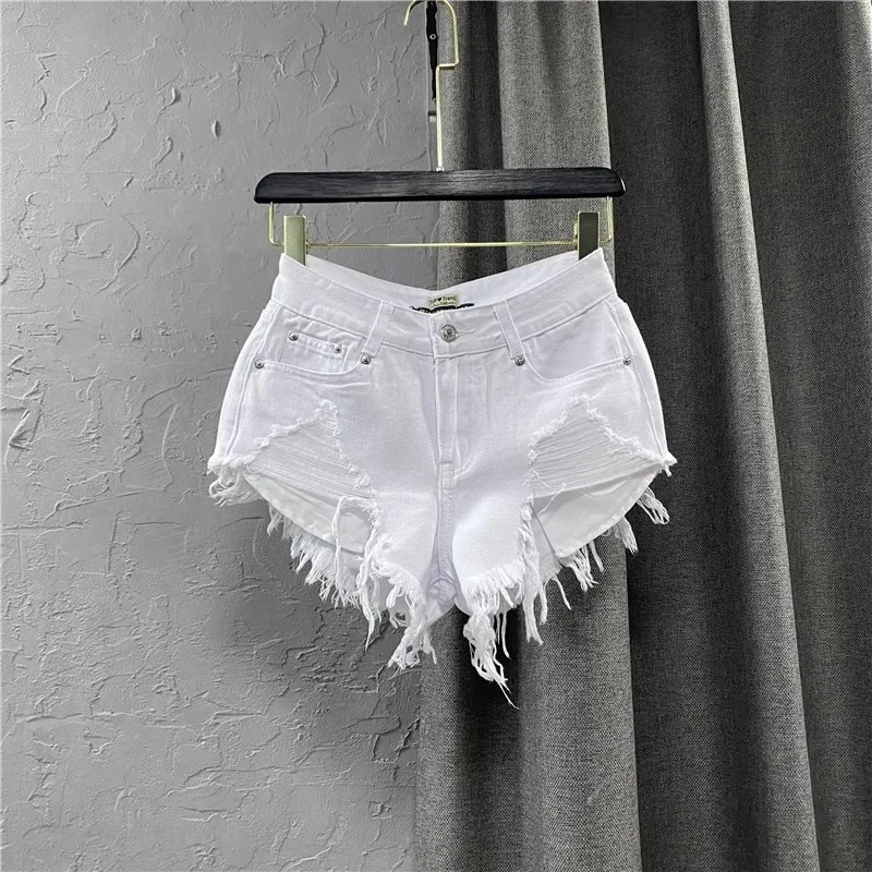 Amercian Girls Hole Sexy Denim Shorts 2026 Summer Low Waist Retro Women Hot Ragged Edge Jean Pant Shorts 반바지