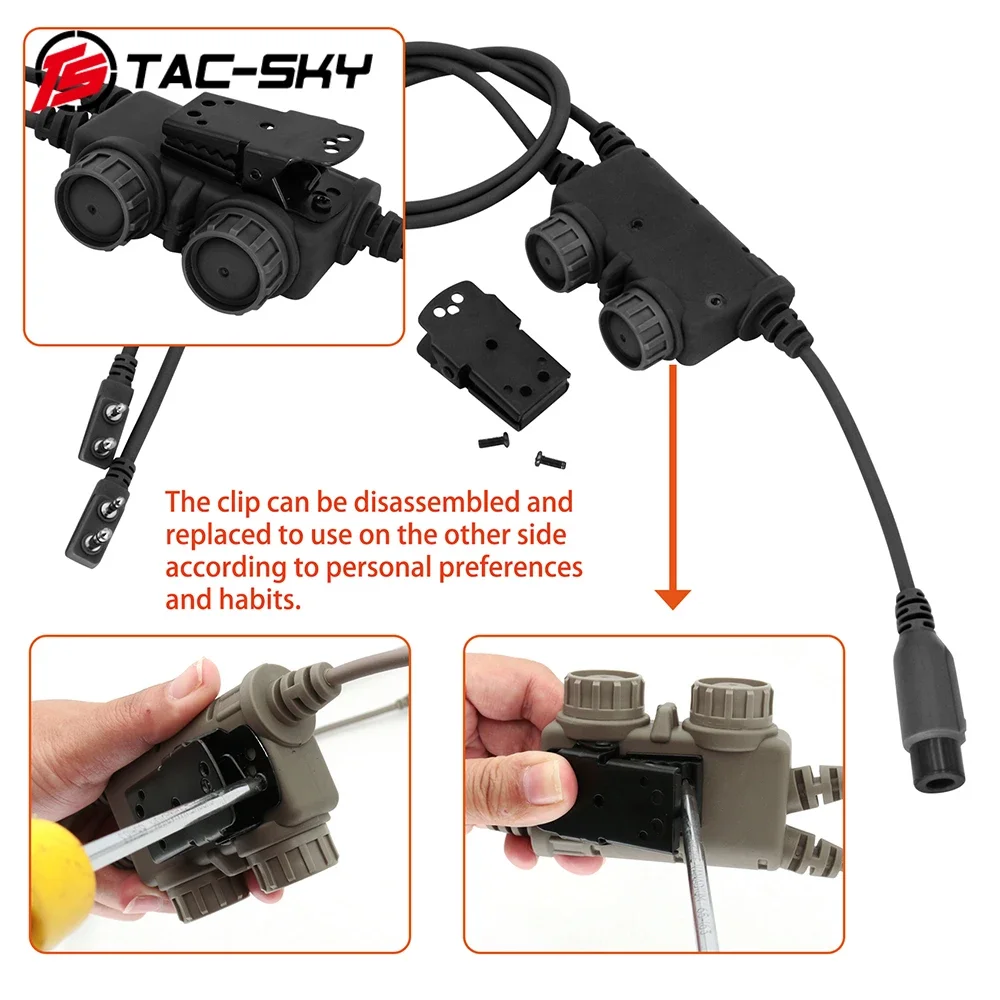 Imagem -05 - Tac-sky Comtac Iii Fone de Ouvido Tático e Adaptador Rac Ptt de Comunicação Dupla Compatível com Baofeng Uv5r ou Kenwood Plug Intercom