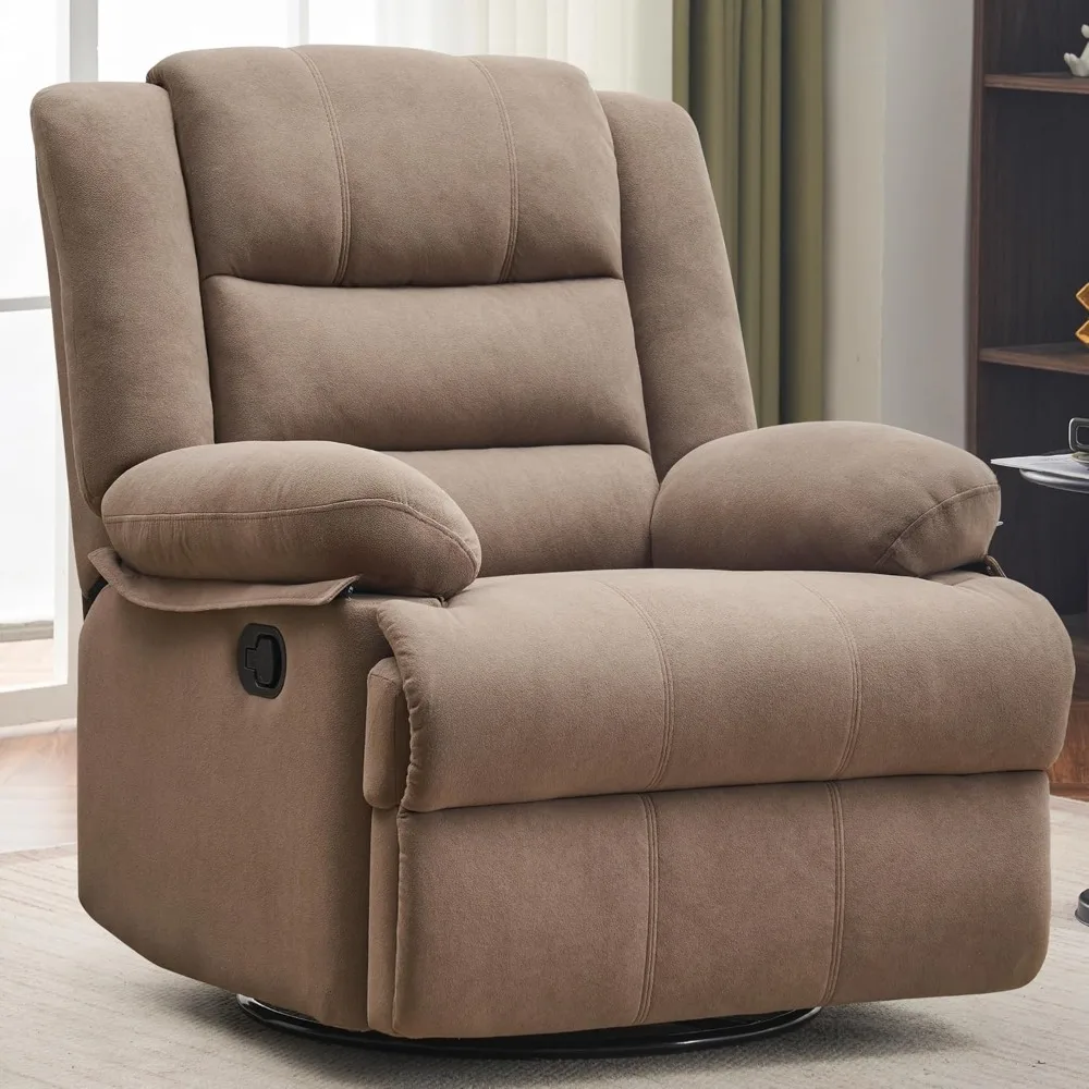 

Swivel Rocking Recliner Chair for Adults, Overstuffed Manual Rocker Nursery Recliner Glider, Upholstered Fabric Reclining