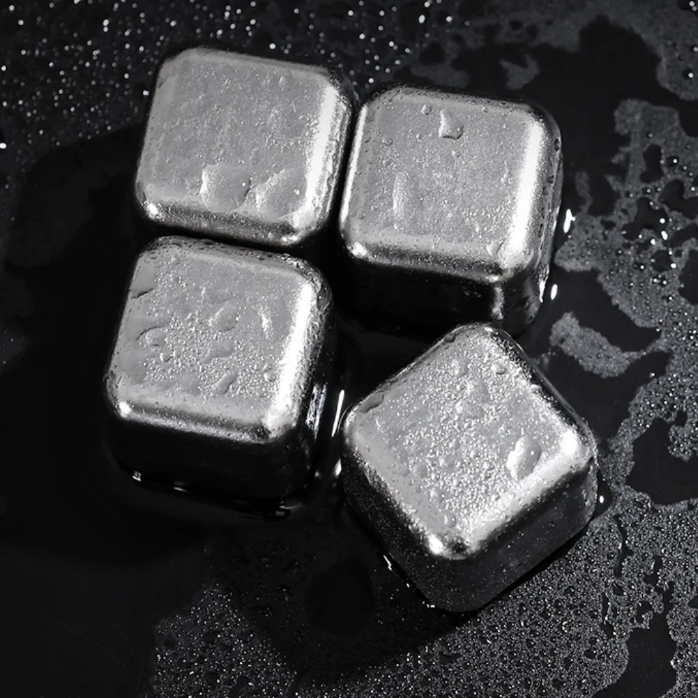 27mm /Pure /Metal Cooling Stones Reusable Quick Freeze Ice Cubes For Bar Beverage Whiskey Wine Chiller Outdoor Camping Accessory