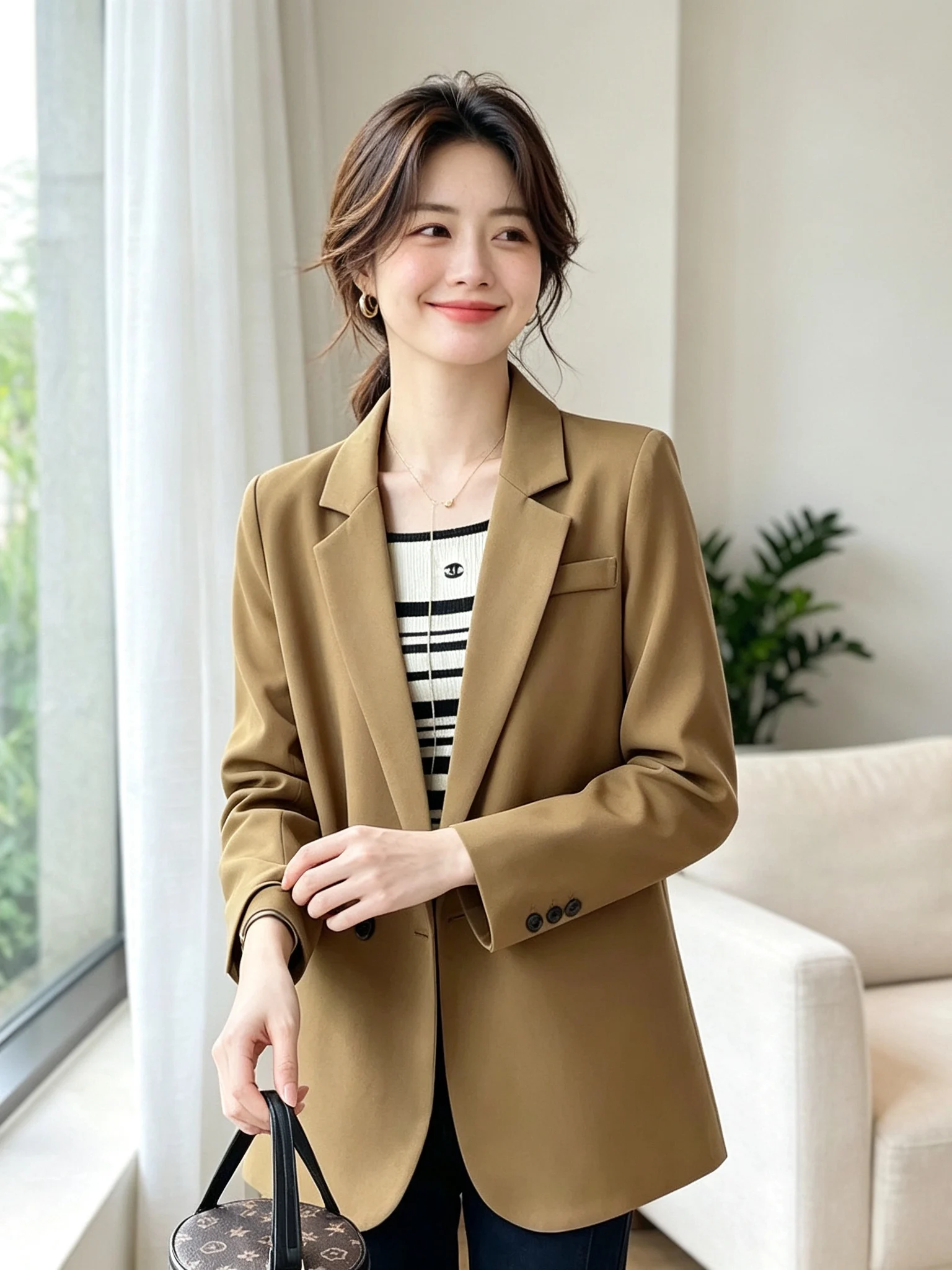Slimming Effectiveness Thickened Spring Autumn Women's Suit Jacket Casual Personality Standard Version Three Button Cuff