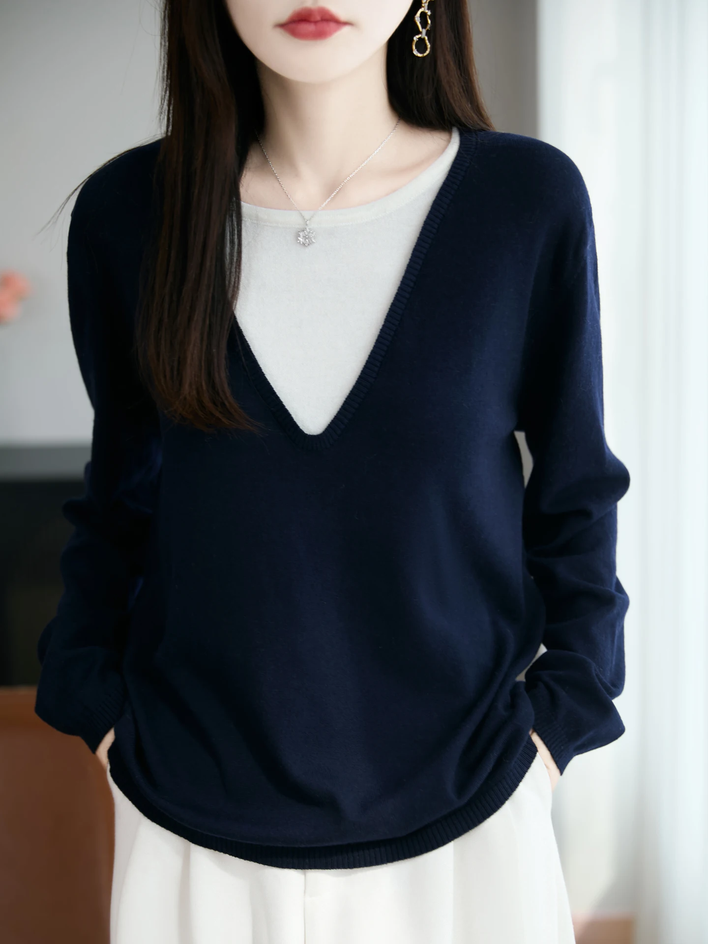 New Fashion Woman Worsted Merino Wool Sweater Elegant Female Autumn Winter Knitted Pullover Long Sleeve Clothes Tops Lady Jumper
