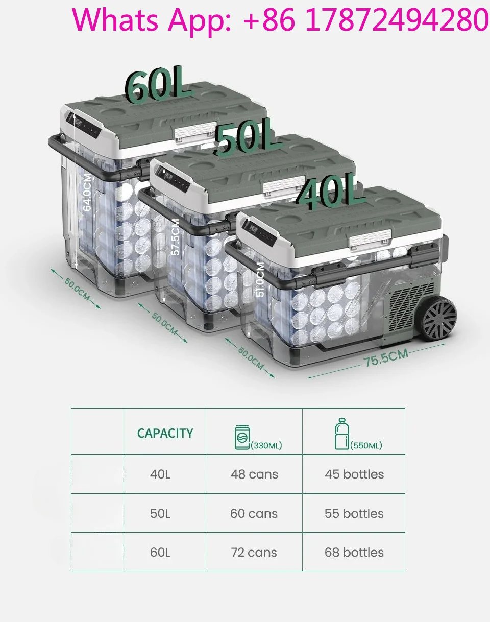 for Camping Ultimate Portable Compressor Cooler Elite 40L 50L 60L Car Refrigerator 12/24V DC 100-240V AC Mini Fridge Freezer