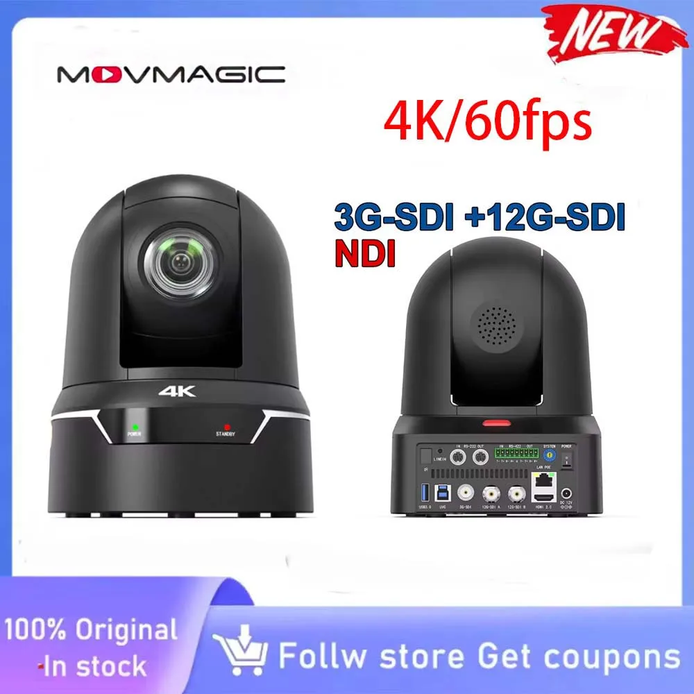 MOVMAGIC 4K 60FPS 25X Optical Zoom 3G&12G-SDI PTZ Video Conference Camera POE IP PTZ NDI Camera for Live Broadcasting