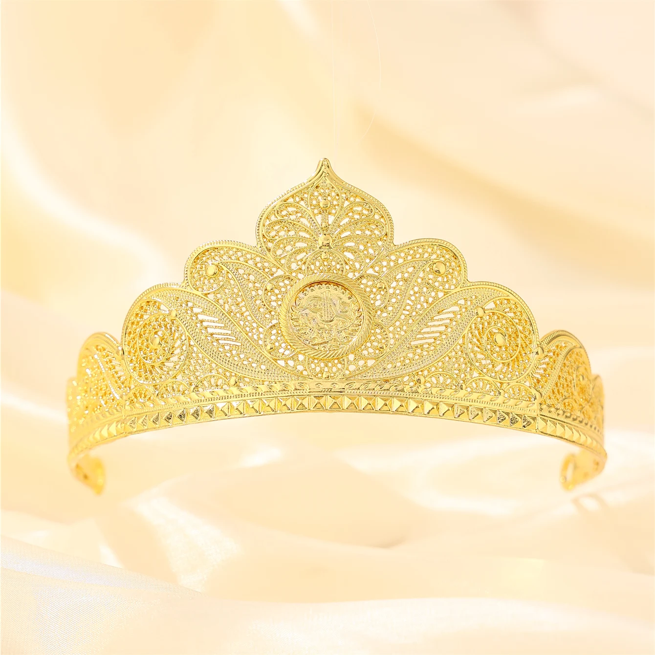 

Algerian Bride Crown Plant Pattern Master Sculpts Traditional Arabian Festival Long Dress Hair Jewelry