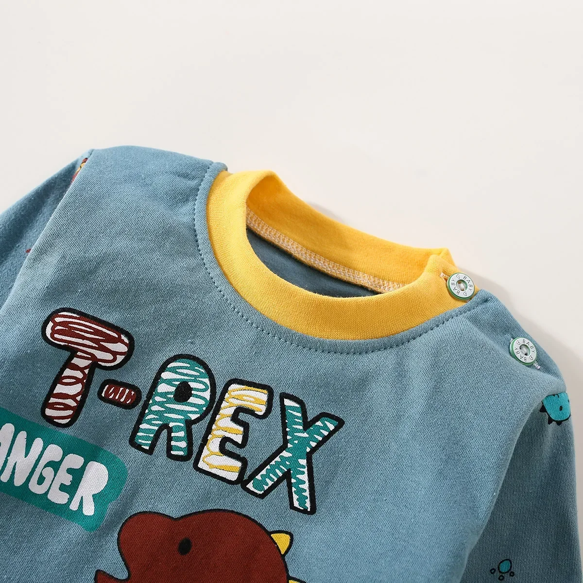 Baumwoll-Unterwäsche-Set für Kleinkinder Jungen mit Bären-Schriftmuster, Langarm-Oberteil und Hose, Schlafanzug-Set für Kinder – Detail 7