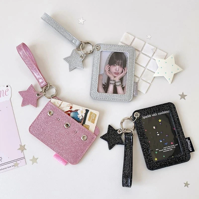 Kpop Fashion Solid Color Star Photocard Holder 3 Inch Portable Anti-Drop Card Case for Girls Student ID Card Photo Display