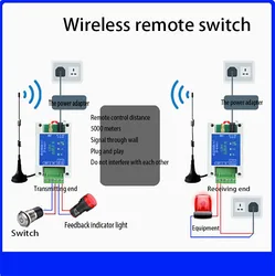 5KM long-distance bidirectional wireless remote switch relay controller with feedback switch quantity synchronous transmission