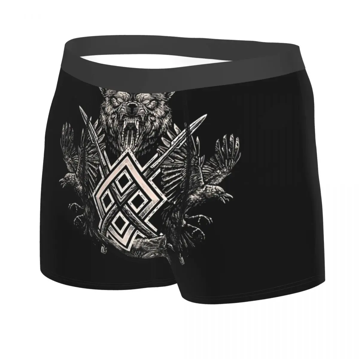 Wolf Raven Of Odin Freki Gungnir Man's Boxer Briefs Norse Mythology Viking Breathable Underwear Print Shorts Birthday Gifts