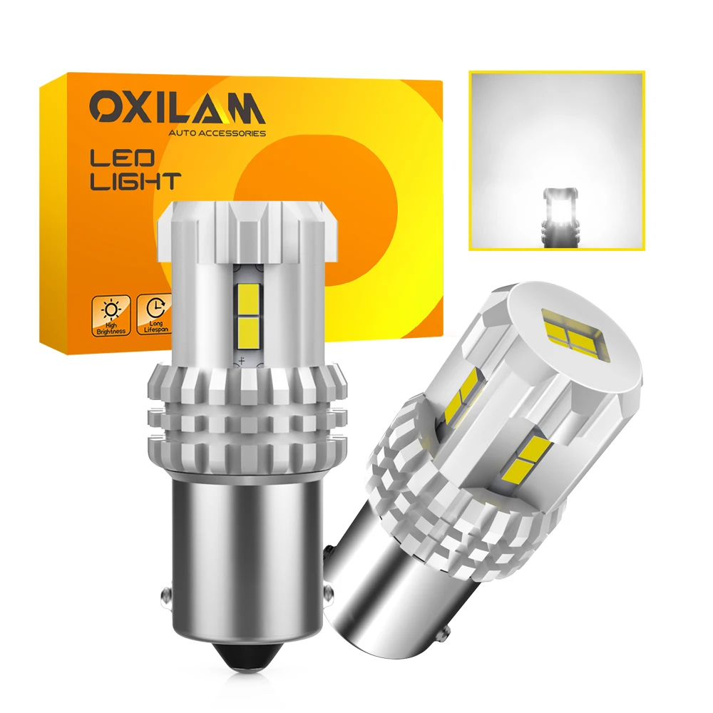 

OXILAM 2Pcs Canbus BA15S P21W LED Bulb Car Light 1156 P21W BA15S LED Bulbs No Error DRL Backup Tail Parking Lamp 12V 6000K White