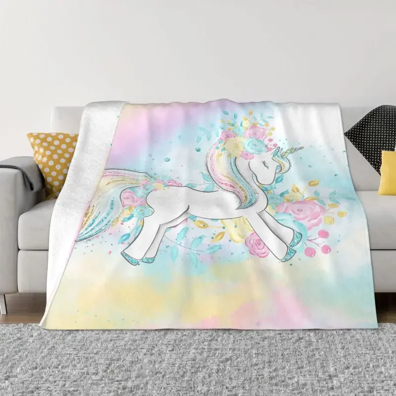 

Pink Art Unicorn Colorful Blanket Fleece Decoration Cartoon Cute Animal Ultra-Soft Throw Blankets for Sofa Car Bedspreads