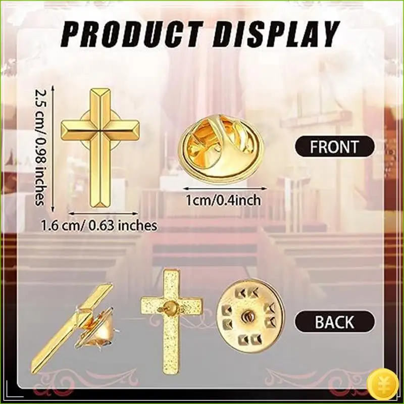 100 Pcs Cross Lapel Pin Bulk Set Gold Pins Religious Cross Pin Gold Enamel Pin Set For Christian Chaplain Durable