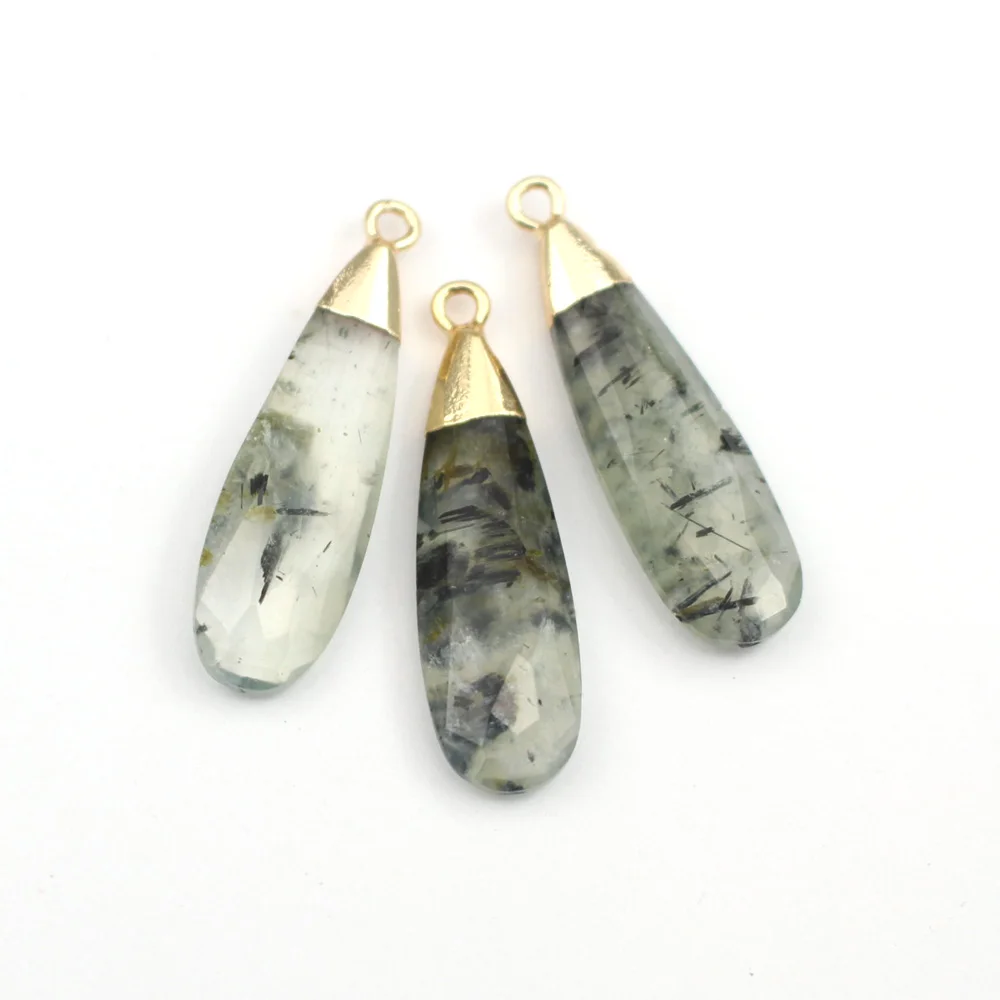 4pcs DIY Jewelry Accessories Faceted Drops Natural Blue Amazonite Quartz Stone Pendant Teardrop Charms for Earrings Necklace