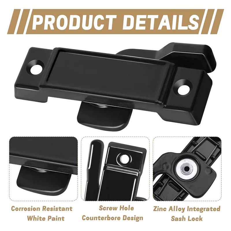 Daily Sale 4 Pcs Window Replacement Sash Lock-2-1/4 Inch Mounting Hole Centers Sash Lock,Black Sash Lock