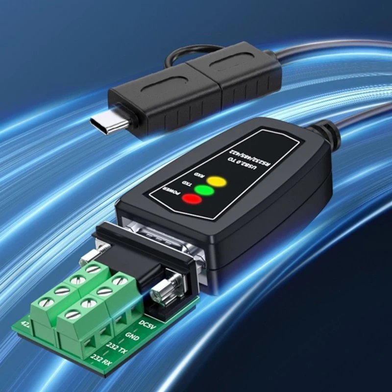 DT23 Type C USB A to RS232 RS422 RS485 DB9 Serial Port Converter Adapter Cable 1m