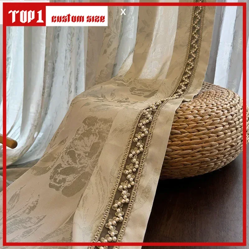

European Embroidered Luxury Peony Relief Jacquard Tulle Window Sheer Curtains For Living Room Bedroom Dining Custom Size Elegant