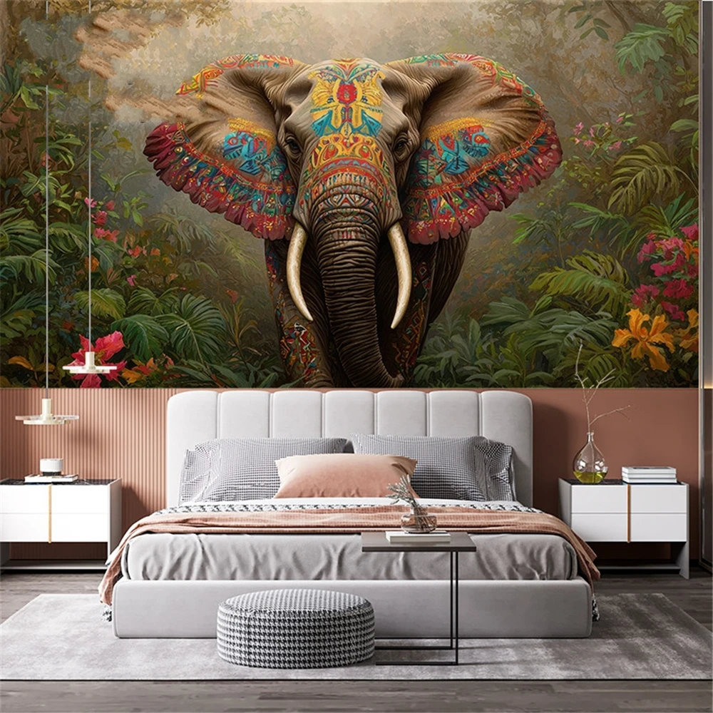 Custom Black white animal elephant Large 3D Mural Wallpaper Living Room Sofa Bedroom TV Background Photo Wall Paper art Stickers