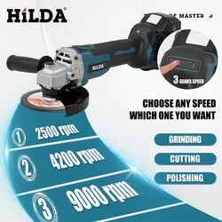 HILDA 21V fırçasız açılı taşlama fırçasız parlatma makinesi el şarj edilebilir elektrikli el aletleri Makita pil için