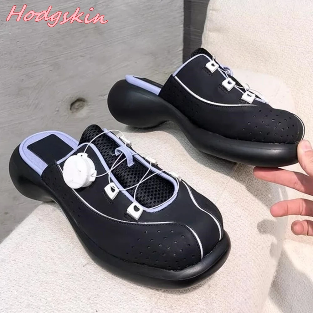 

2024 Novelty Women Slippers Mixed Colors Air Mesh Slingback Flat with Shoes Summer Thick Sole Casual Outside Wear Slides