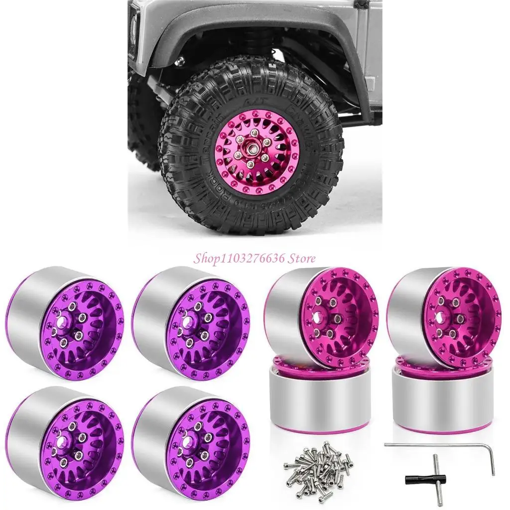 

R6FD 4pcs 1.0 Inch Beadlock for Remote Control Crawlers SCX24 TRX4M Models
