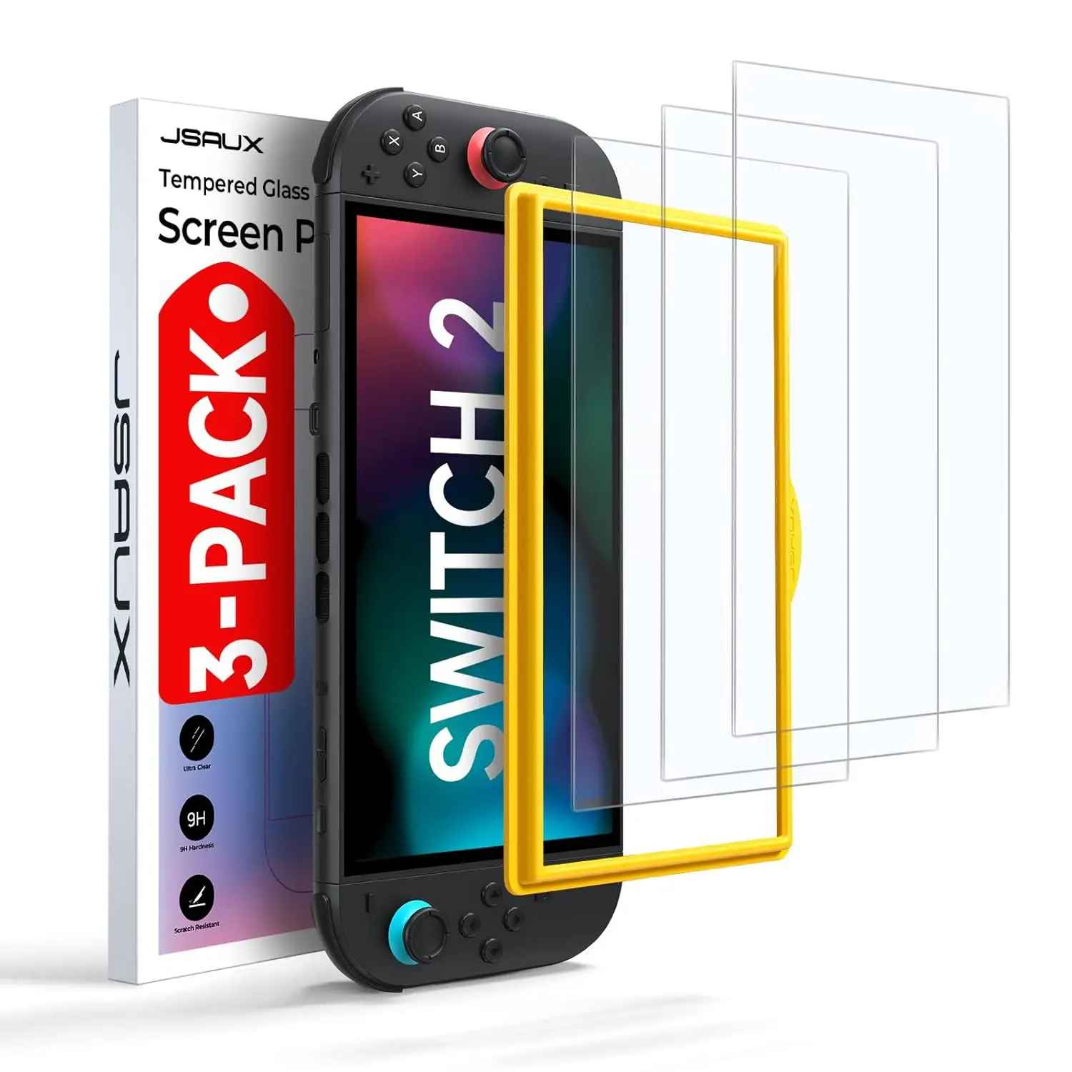 

3-Pack Tempered Glass Screen Protector for Nintendo Switch 2 (2025), Easy to Install with Guiding Frame,Ultra HD Glass Protector