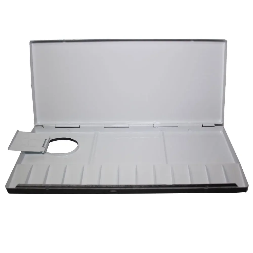 

Алюминиевая художественная палитра, 13 ячеек, 9,8 x 4,3 дюйма, черный/белый, № 413 - 1 шт.